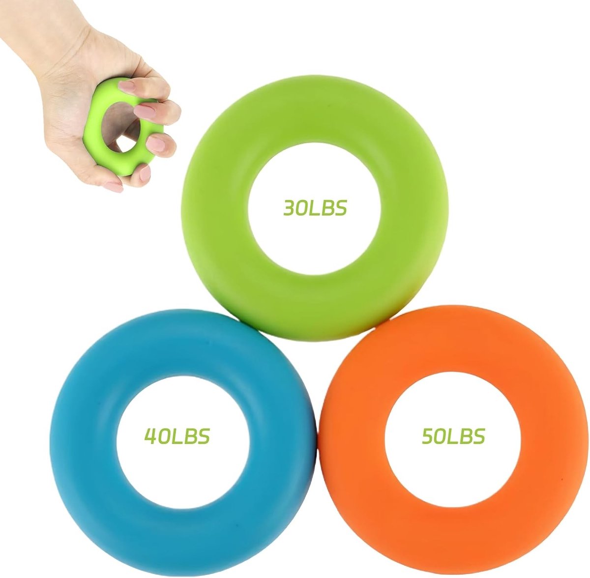 Hand Grip Strength Trainer Set - Silicone Vinger Trainer en Revalidatiebal voor Spieropbouw, Gripkracht, Fitness en Klimtraining - Verkrijgbaar in 30/40/50LB