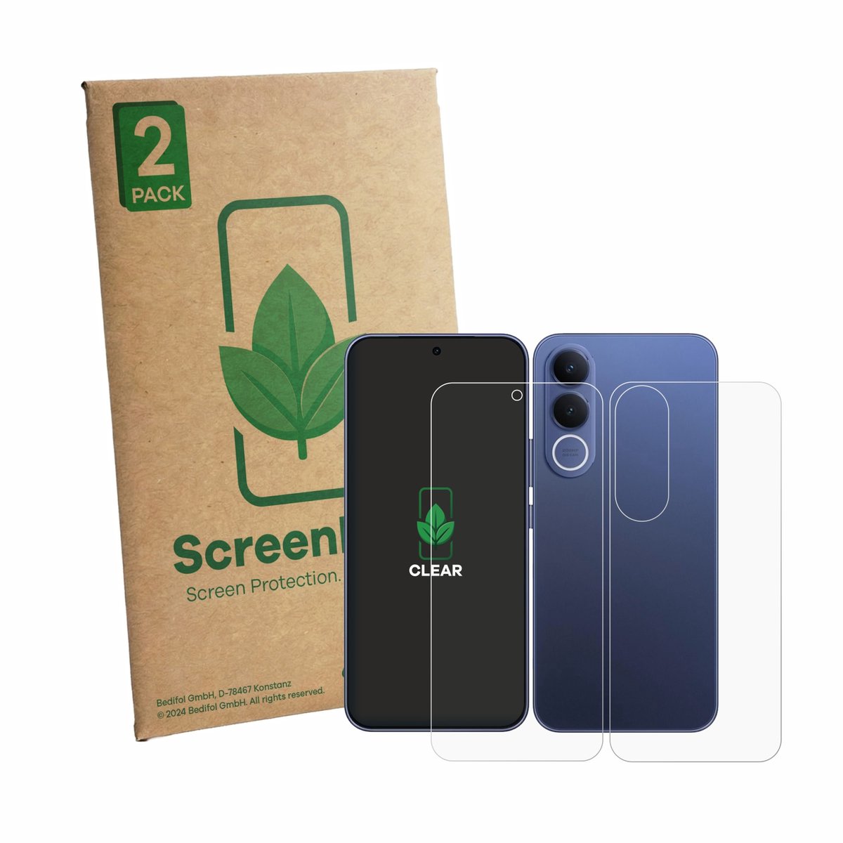 2 Stuks Screenprotector voor Vivo V70 FE (Voor+Achter) - Hoogwaardige Beschermfolie transparant
