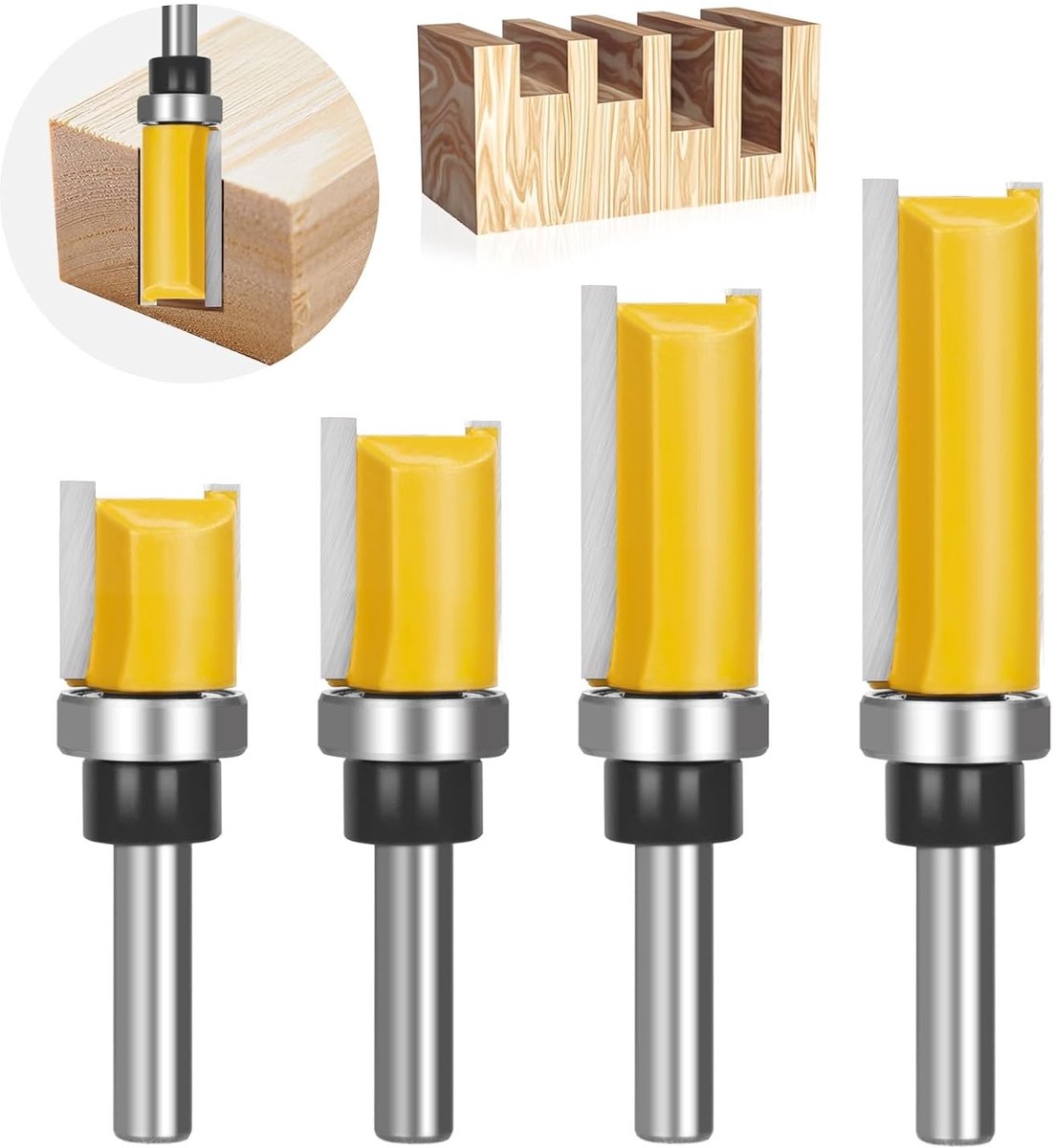 Bovenfrees Set - 19 mm - 20-50,8 mm - Hardmetal met Kogellagers - Voor Houtbewerkingsprojecten