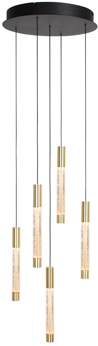 Hanglamp Alisio 4578ME 5-lichts in messing met handgeblazen glas, hoogte instelbaar, Steinhauer Design