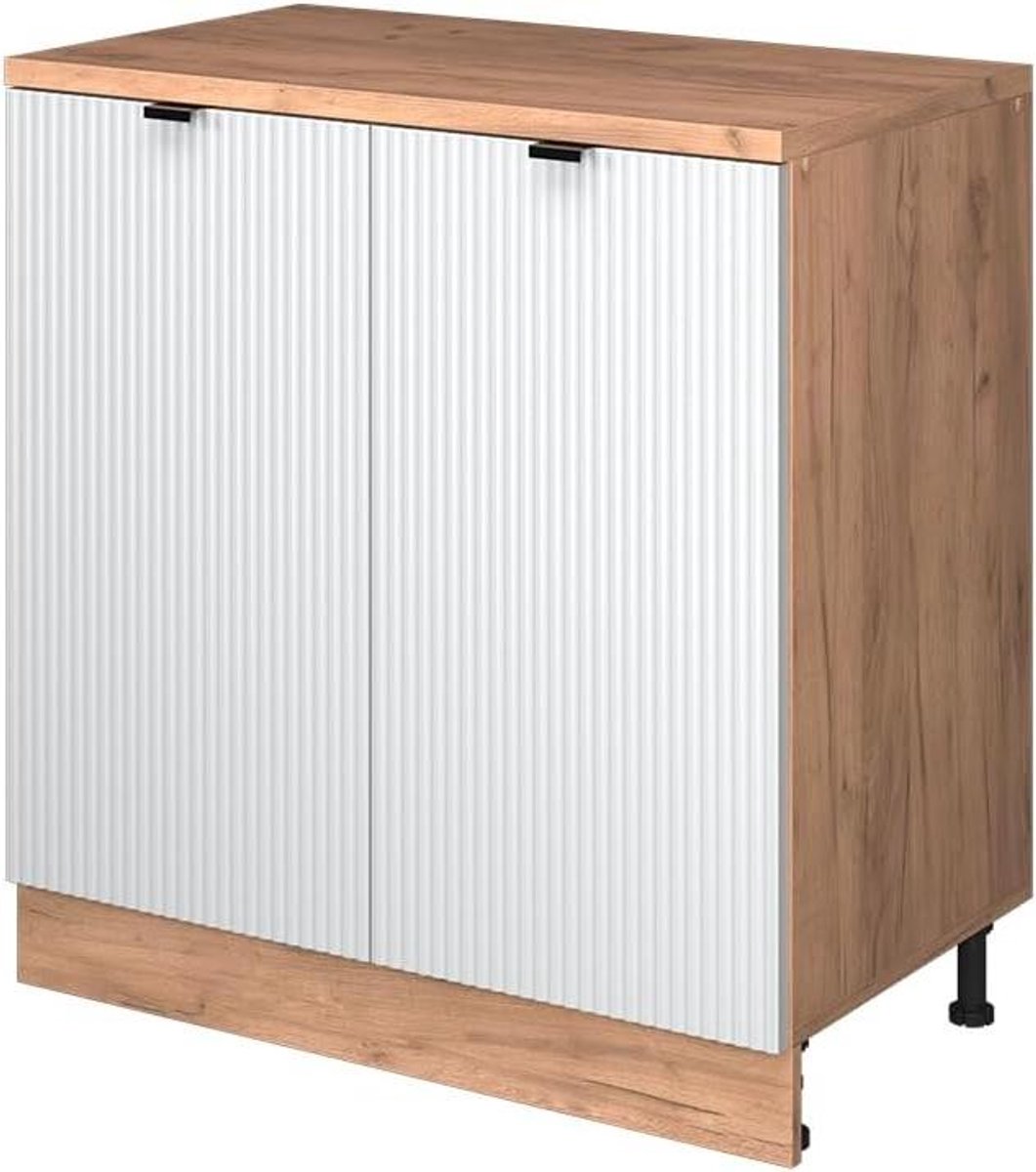 Keukenkast Schuine Wand - Opbergkast Hoek - Keuken Organiseren - Ruimtebesparend Ontwerp - 80 cm Breed - Wit