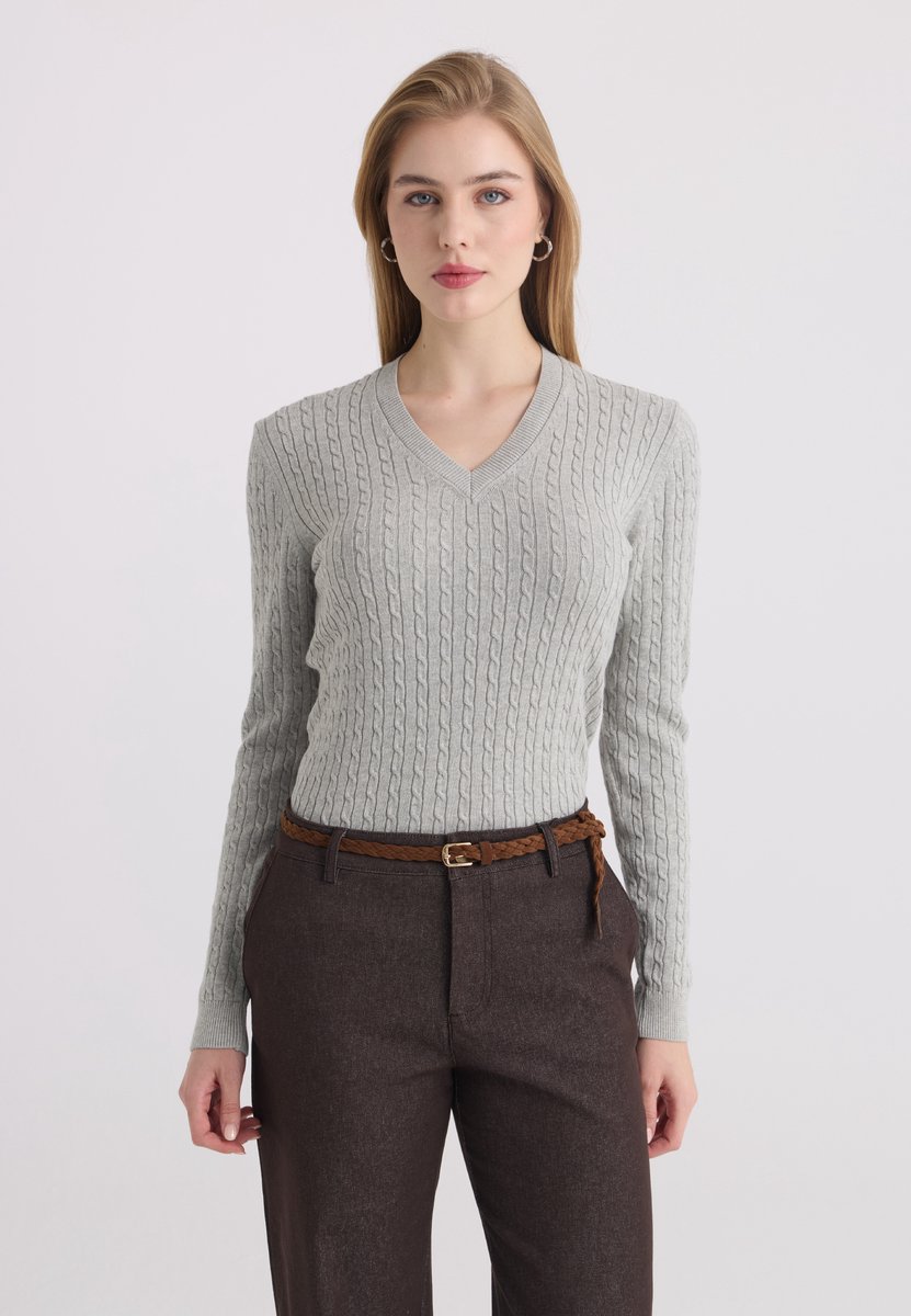 Felix Hardy Trui Met V-Hals - 100% Katoen Dames Grijs - Xl