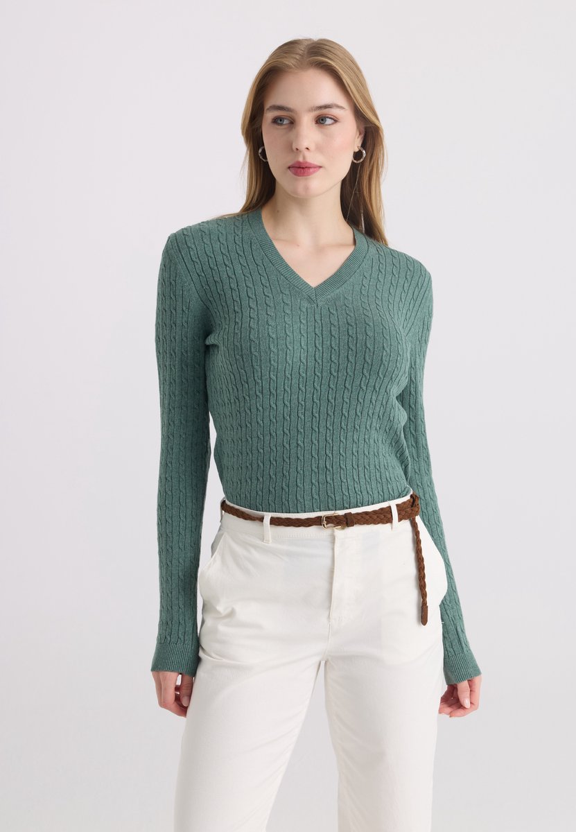 Felix Hardy Trui Met V-Hals - 100% Katoen Dames Groen - S