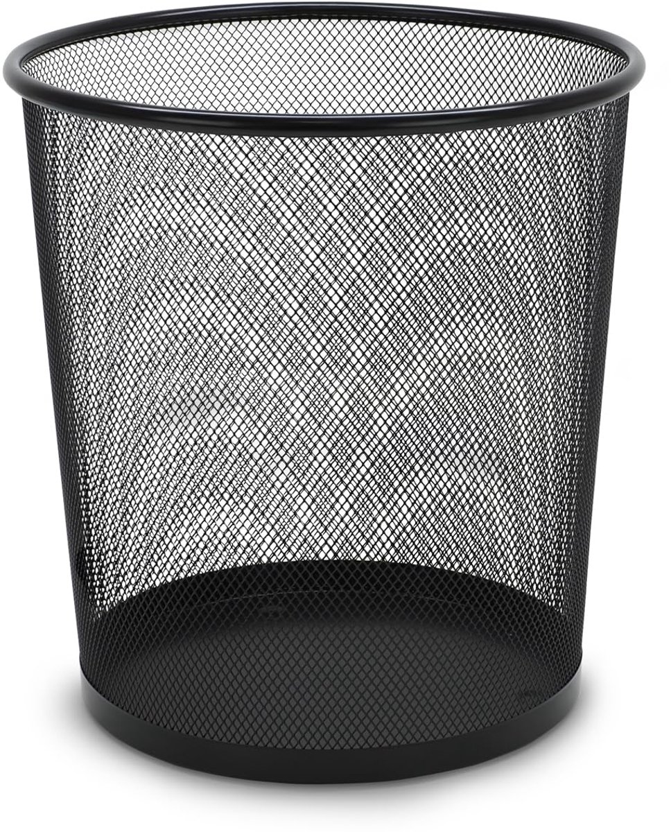 Waytex 931103 prullenbak van metaal, mesh, 13 l, zwart, prullenbak voor kantoor, badkamer, keuken - ShopVlot