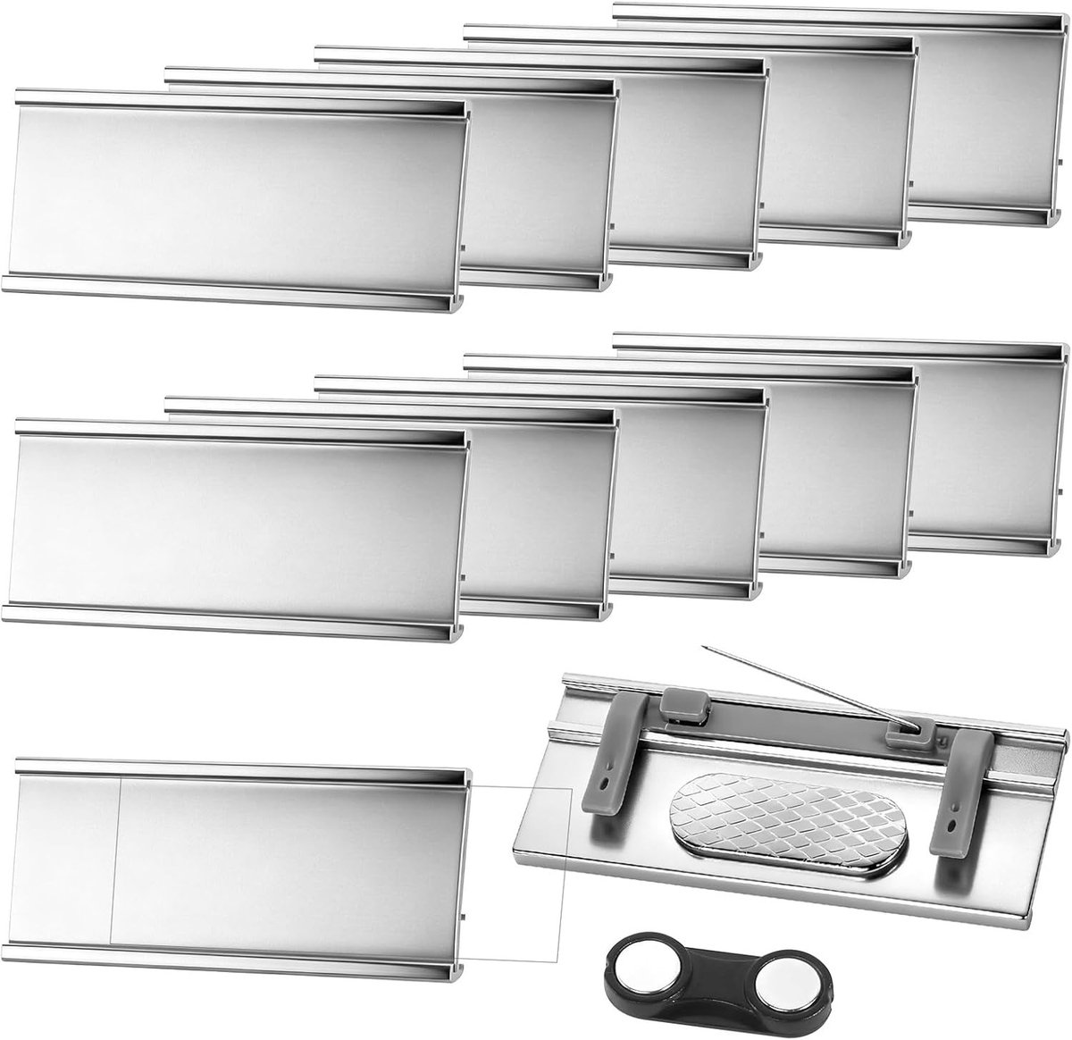 10 stuks magnetische naambordjes voor kleding, 72 x 31 mm, sterke dubbele magneten, ideaal voor evenementen en identificatie