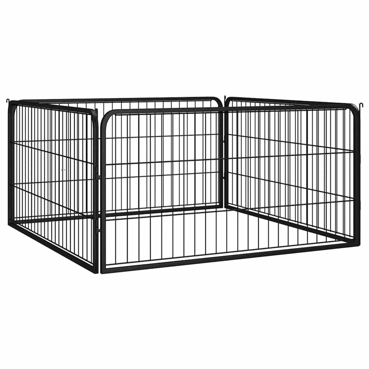 Bol.com vidaXL - Hondenkennel - 4 - panelen - 100x50 - cm - gepoedercoat - staal - zwart aanbieding