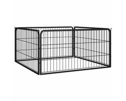 vidaXL - Hondenkennel - 4 - panelen - 100x50 - cm - gepoedercoat - staal - zwart