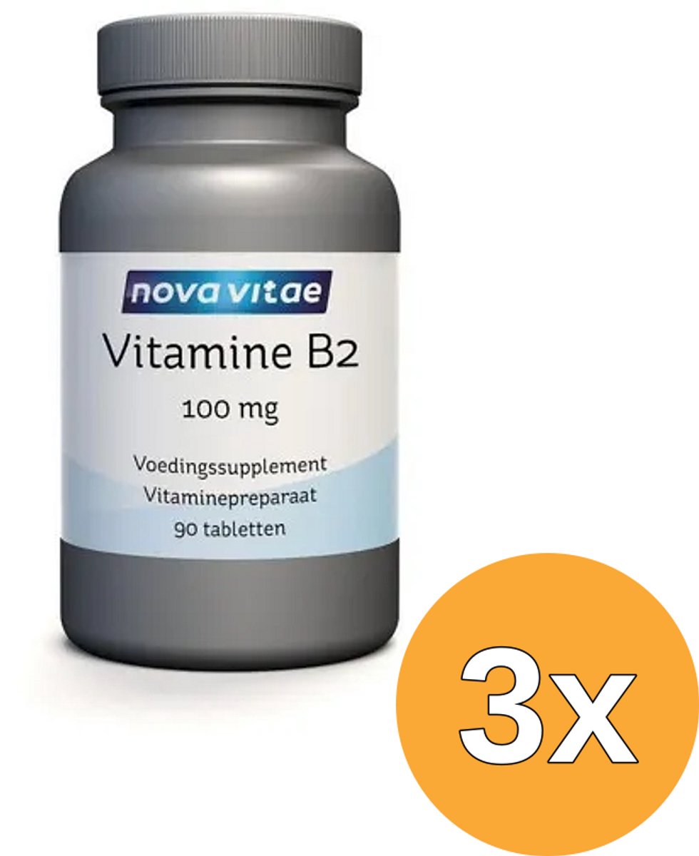 3x Nova Vitae Vitamine B2 riboflavine 100mg (90 tabletten)