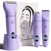 3-in-1 Ladyshave met Display - Gezicht - Oksels - Benen - Bikinilijn - Sansbeauté® - Scheerapparaat Vrouw - Ontharingsapparaat - Gezichtsontharing Dames - Trimmer Vrouw Intiem - Ladyshaves Bikini - USB Oplaadbaar