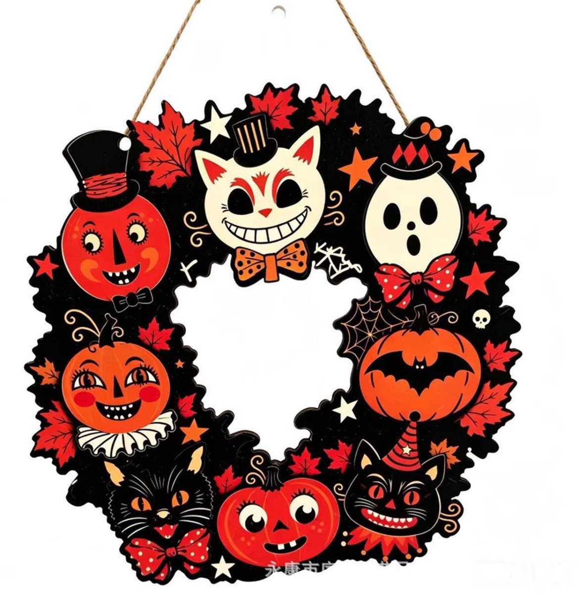 Huisnummer-20*20*0,5cm-Halloween decoratie-feest houten ophangingen-met spookvleermuis pompoen en andere patronen-bord huisnummer-houten hanger-Halloween voordeur hanger-houten slinger-geschikt voor binnen- en buitenmuurdecoratie op de binnenplaats