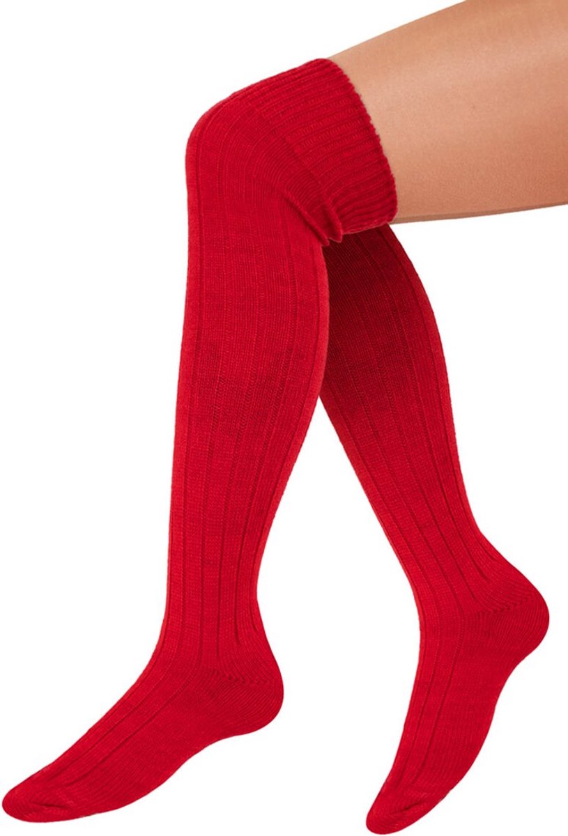 Overknee sokken - Kniesokken - Kniekousen - Kniehoge sokken - Lange sokken - Rode sokken - Feest sokken - Kostuum accessoires - Over the knee socks - Rood - 50 cm - Maat 37-43 - Jonyx