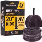 BikePeak 2x binnenband Zugtaps Kids 20 inch AV autoventiel -40mm 40/62-406 - 2-pack fietsbinnenband voor kinderfietsen, BMX-fietsen, steps en kickboards