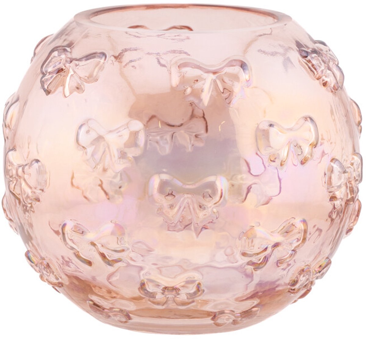 Glazen vaas vlinders holo roze