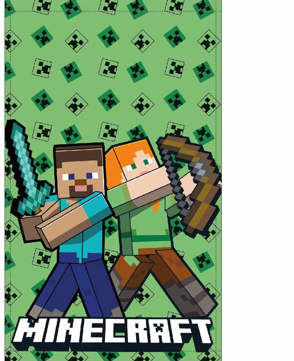 Minecraft Handdoek 30 × 50 cm – Gezichtshanddoek – 100% Katoen