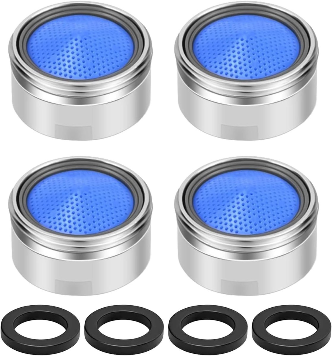 Set van 4 M22 Tap Attachments - Waterbesparende Perlators met ABS Filter en Spatbescherming voor Keuken- en Badkamerspuiten