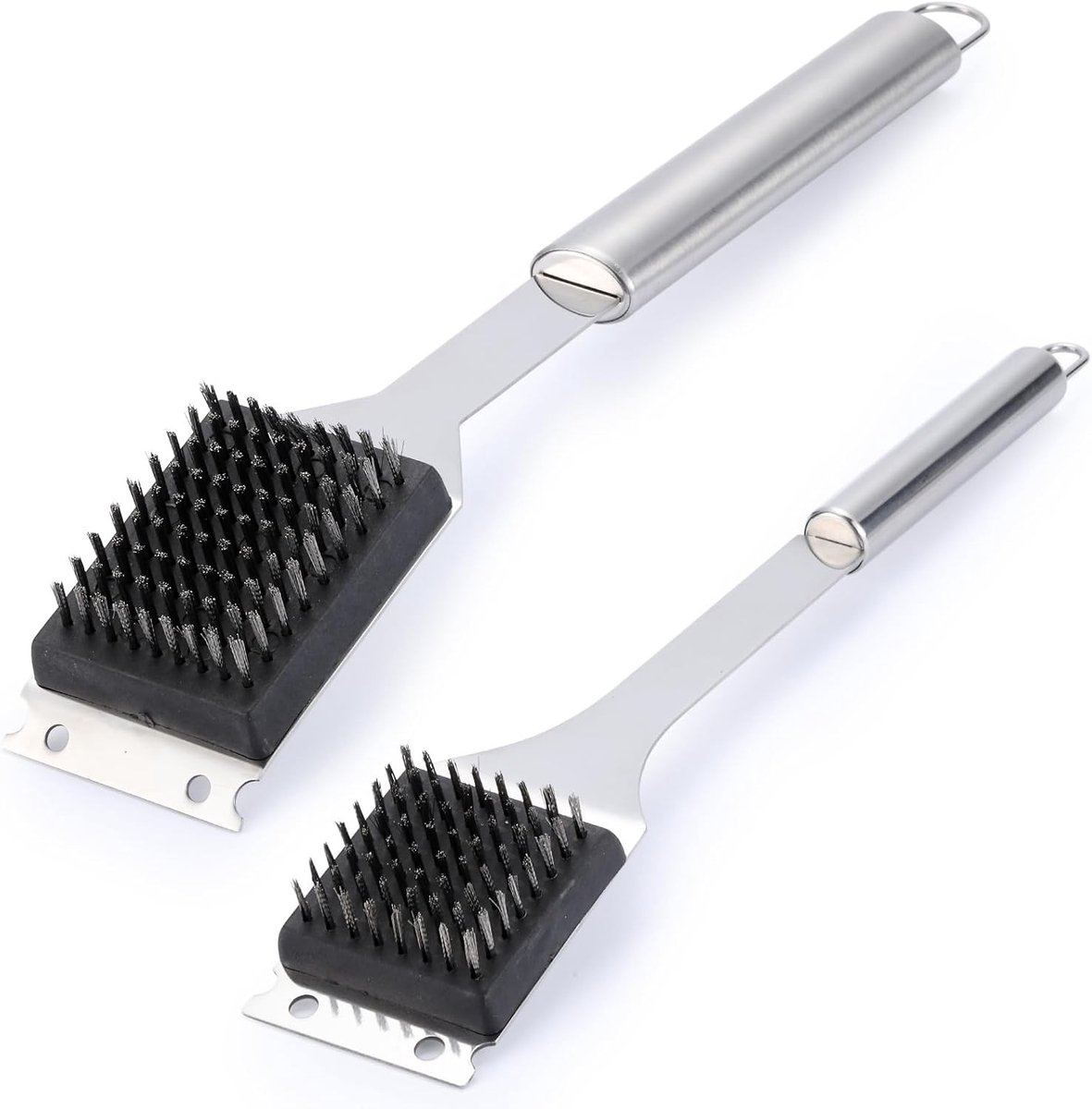 Grillborstel en Schraper Set - RVS - 16,5 en 14 - Voor Efficiente BBQ Reiniging - Voor Mannen/Papa