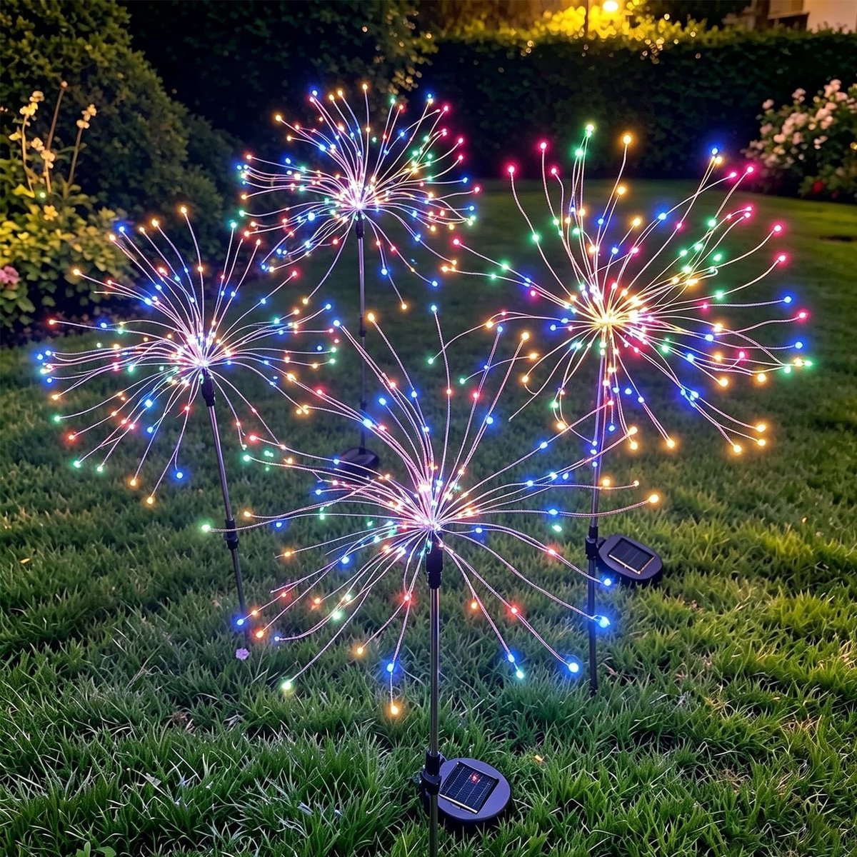 Tuinverlichting op zonne-energie - Warm Wit - 4 x 120 LEDs - Waterdichte Tuinsteker met Afstandsbediening - Voor Buiten