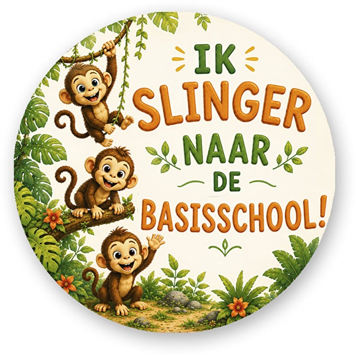 Traktatiestickers Ik Slinger naar de Basisschool – Aapjes