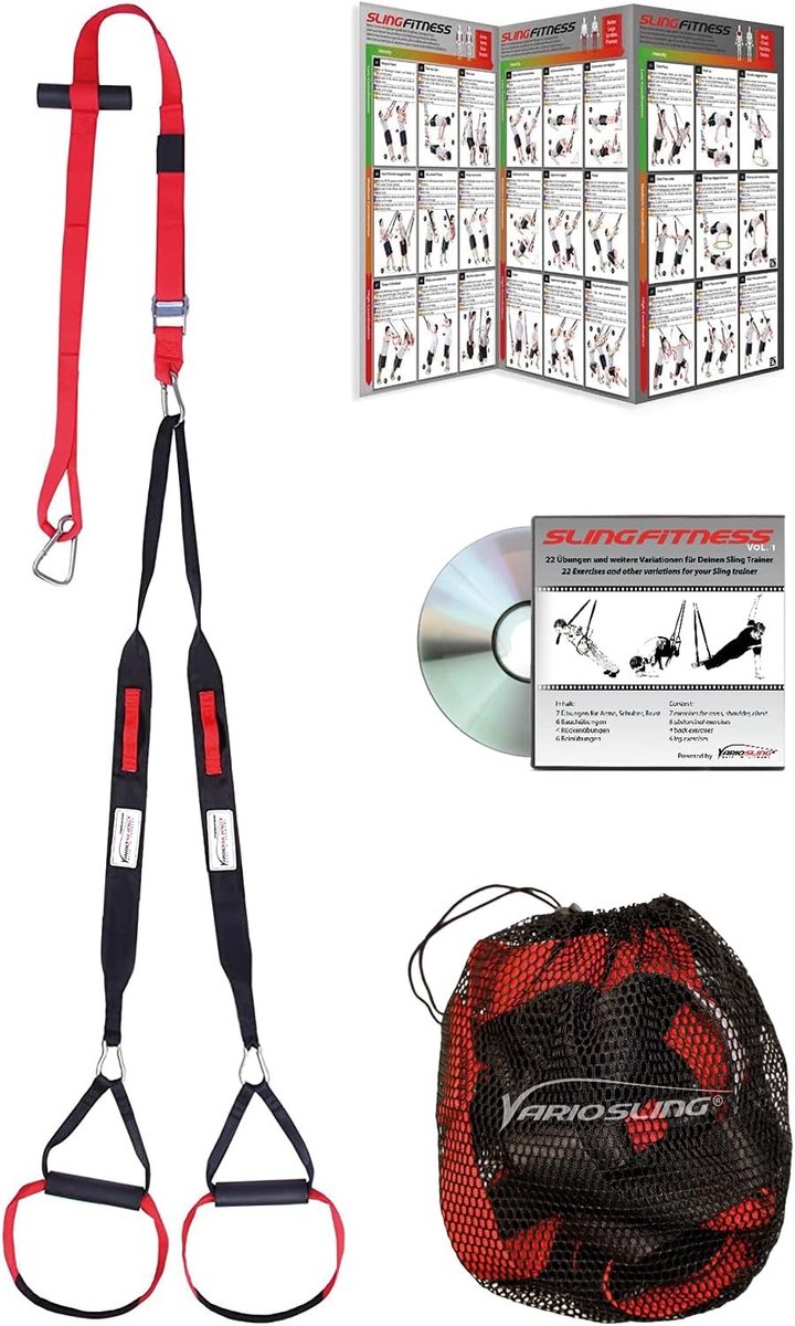 Slingtrainer - Professionele Kwaliteit - Tot 330 cm Verlengbaar - Met DVD en Toebehoren - Voor Thuis en Sportgebruik