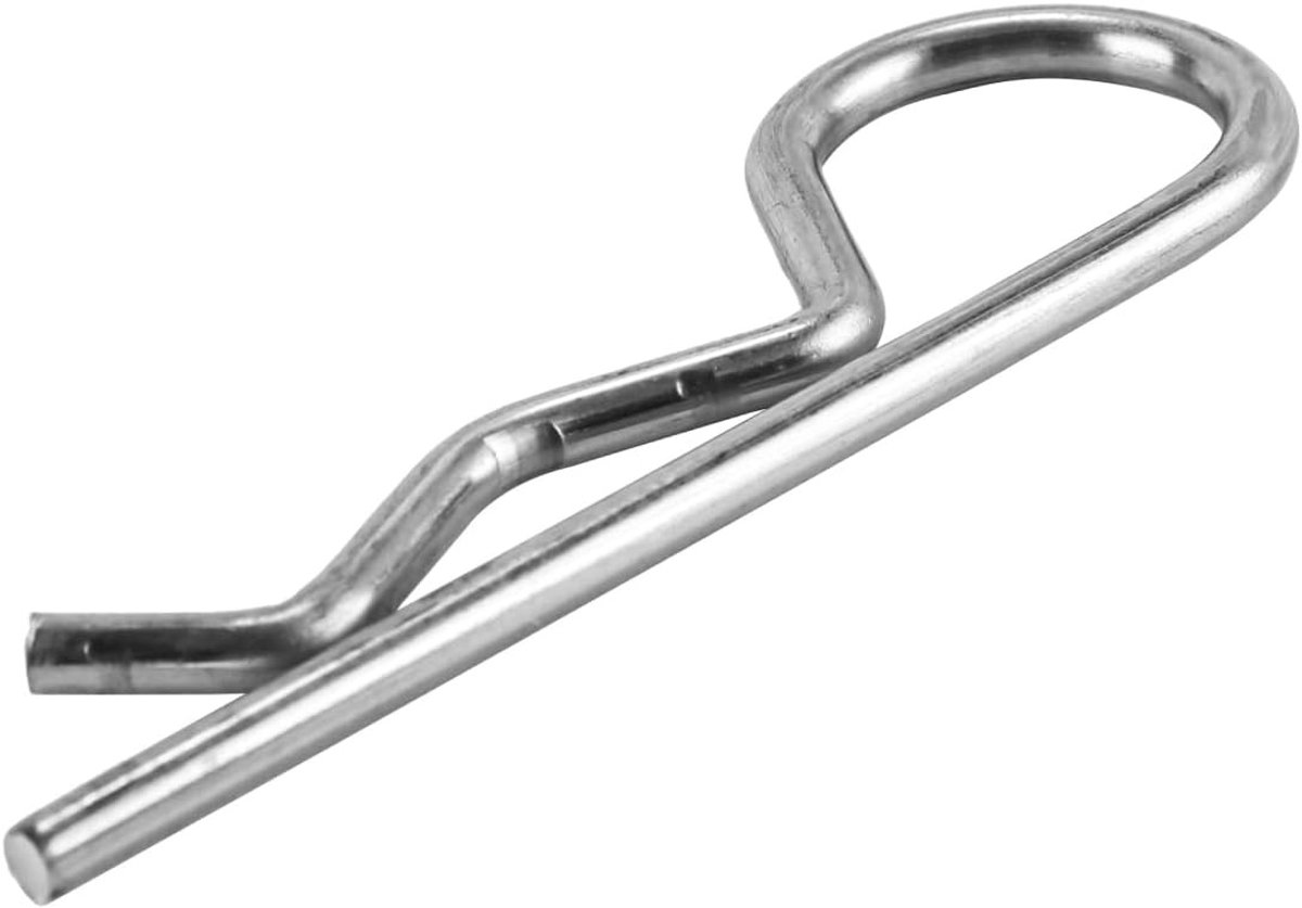10 Stuks R-Vormige Veer Cotter Pins 3.5mm Draad voor Aanhangwagen en Grasmaaier Bevestigingshardware, 75mm Lengte, Zilverkleurig