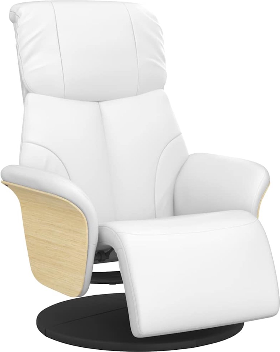 vidaXL Fauteuil - verstelbaar - met - voetensteun - kunstleer - wit