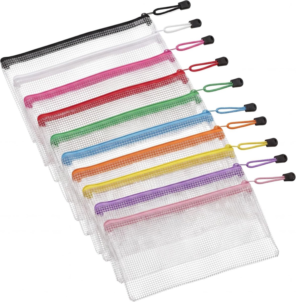 Plastic Portefeuille - Rood - 10 Stuks - Duurzaam PVC met Rits - Voor Documenten en Kleine Items