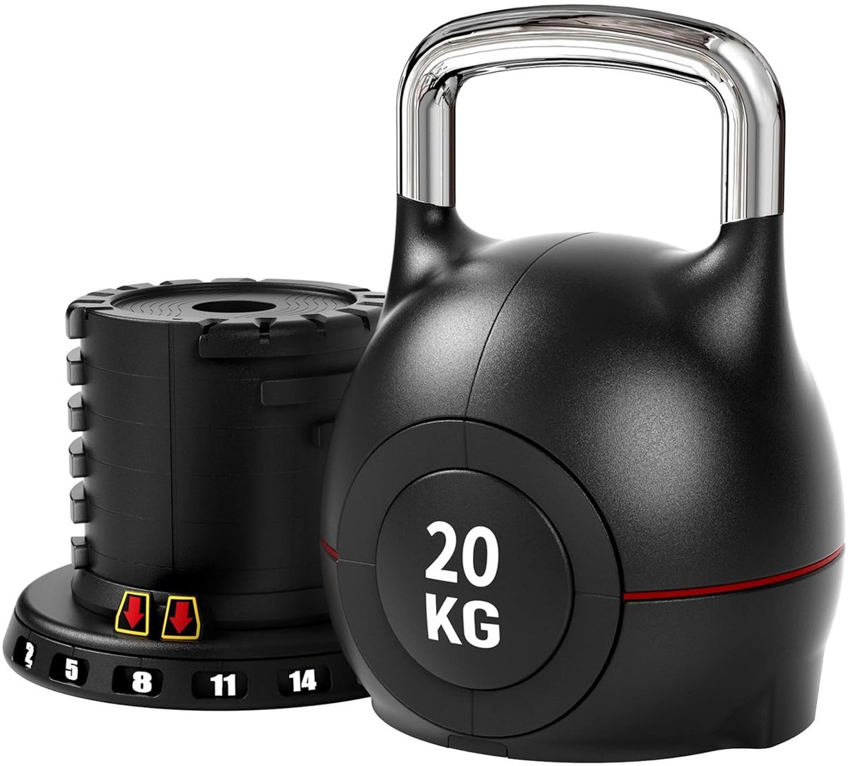 LIFERUN Verstelbare Kettlebell Handvat 20 kg met 7 Gewichtsniveaus - Conditie & Krachttraining