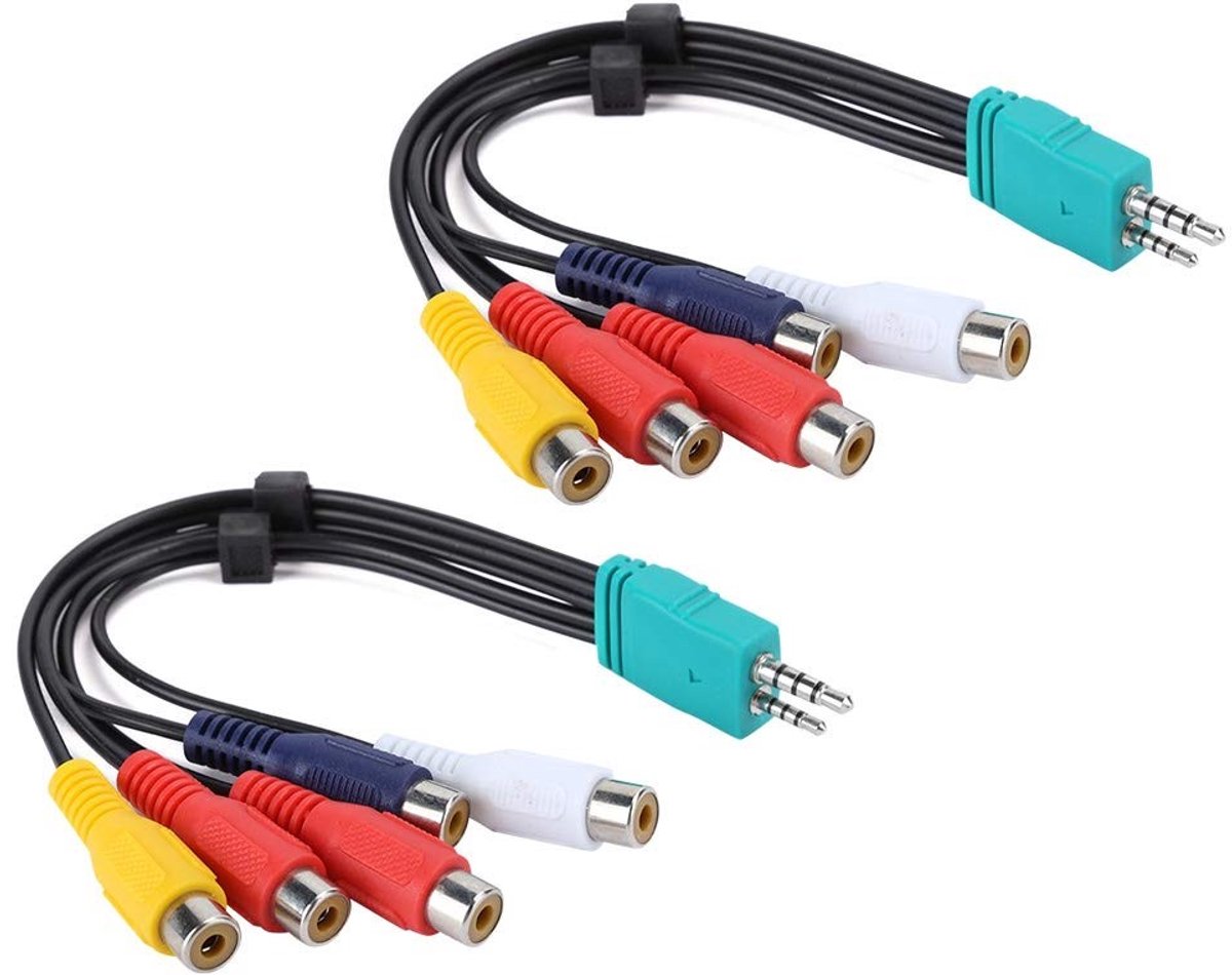 2-delige Video Kabel voor LCD TV, Component Signaal Kabel 3.5mm + 2.5mm naar 5 Video Dubbel Eind AV Kabel met 3D Functie en Hoge Kwaliteit Beeldtransmissie