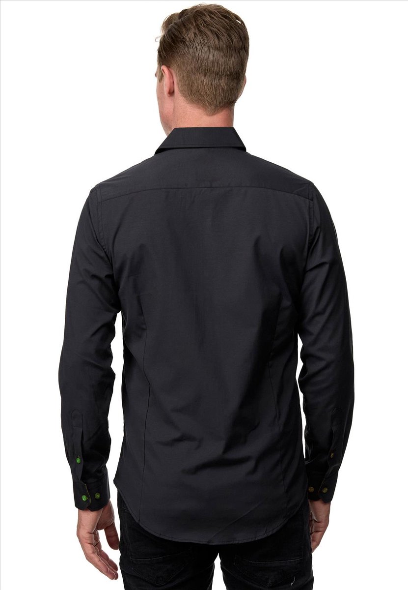 ItalianStyle - Heren Overhemd - Slim Fit Model - Zwart - Groen