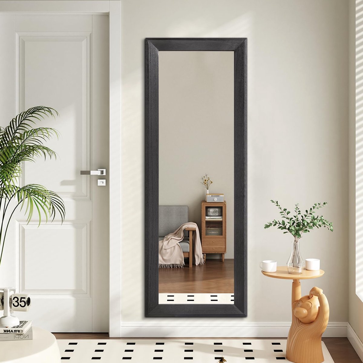AAZZKANG Wandspiegel in volledige lengte, houten frame, grote hangspiegels 110 l x 35 W cm, rechthoek voor slaapkamer - ShopVlot