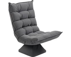 HOMCOM draaibare vloerstoel kunstleer 5 standen - Loungestoel - Relaxstoel - Grijs