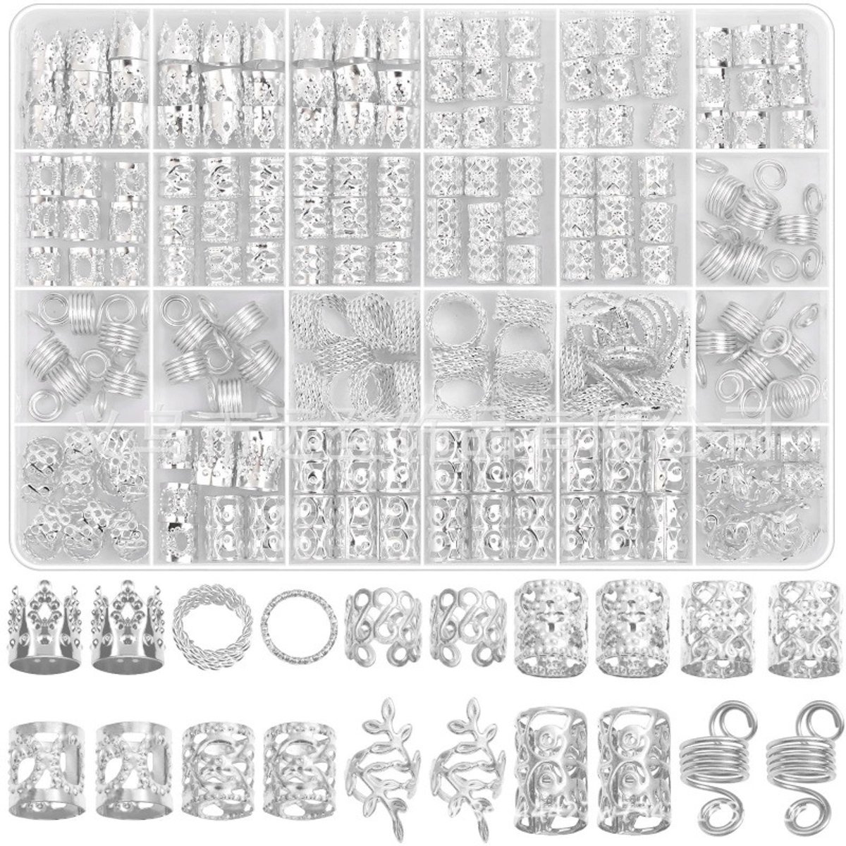 220 stuks-Hair Accessories Set-DIY Dirty Fleece Set-Dames Haar Accessories-Fleece Haar Fleece Ring-Lente Gouden Bloemen Haar Accessories-Zilver