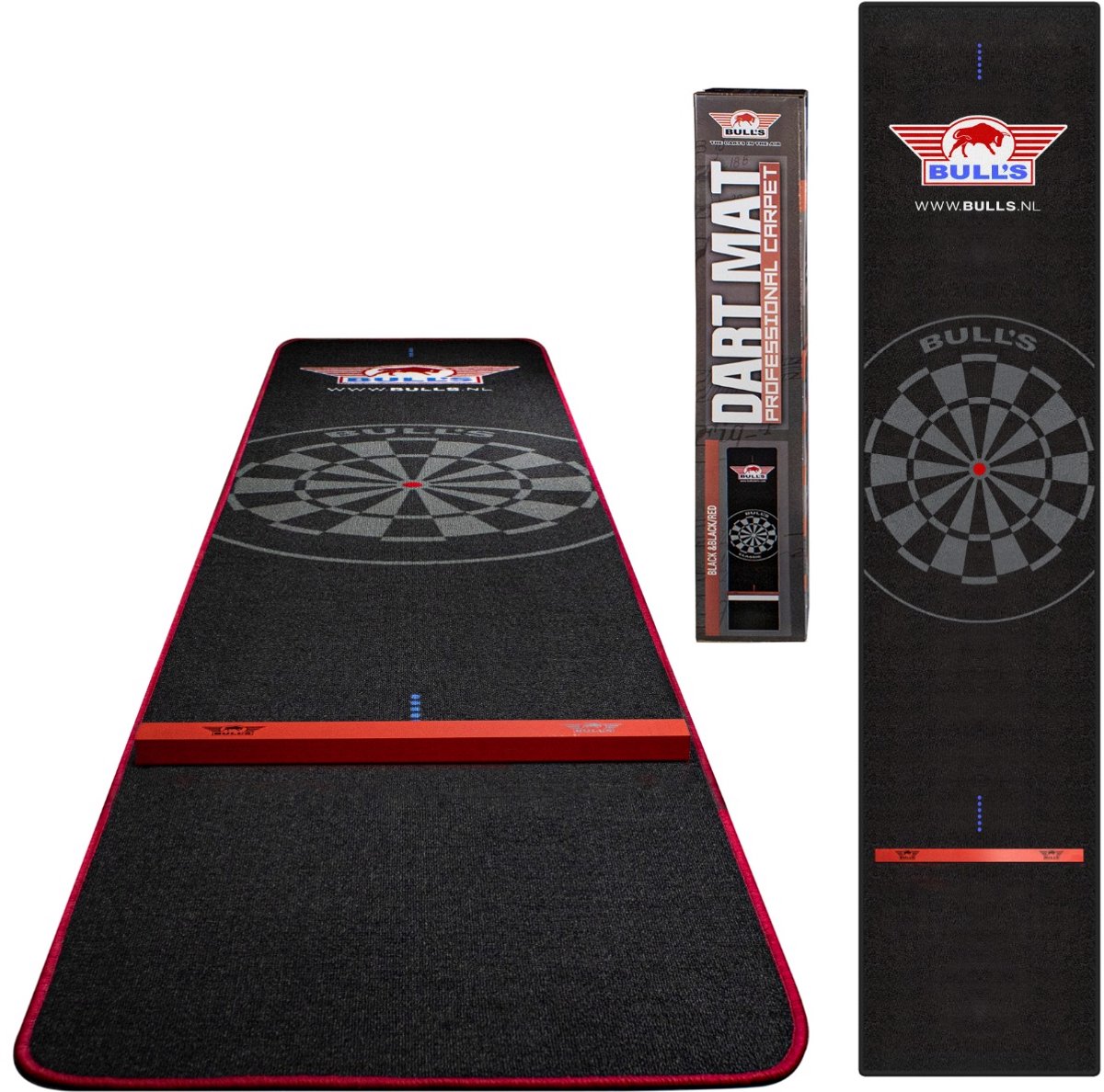 Bulls Carpet Dartmat Black/Red + Oche | 300x60 cm