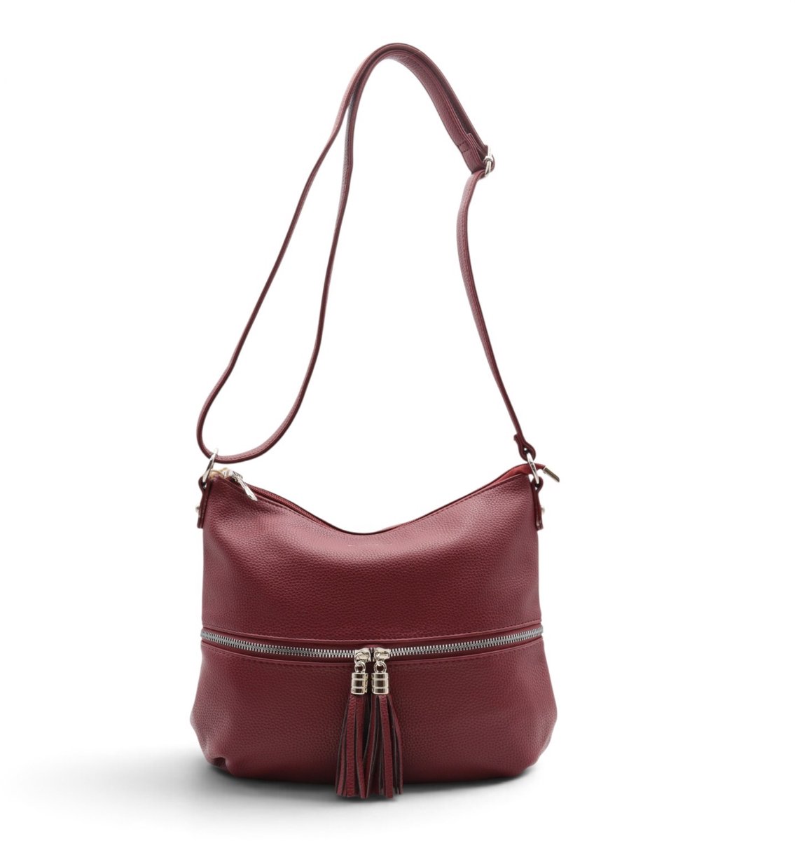 Flora&Co - schoudertas/crossbody tas - bordeaux - instelbare draagriem