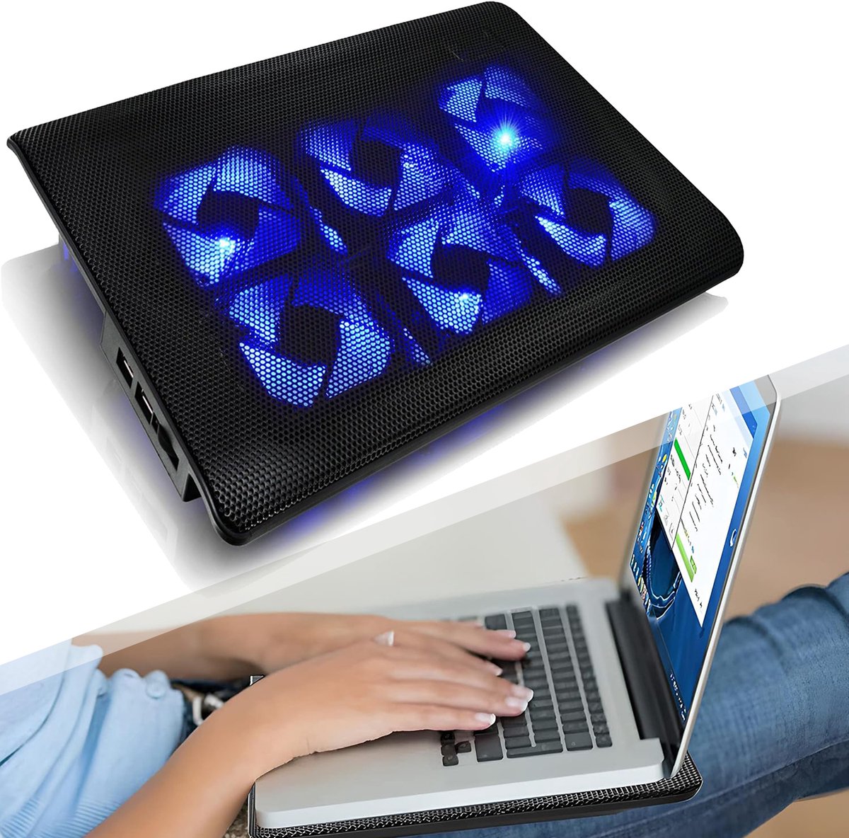 Laptopkoelpad Met 6 Ventilatoren - Laptopkoelventilator - Gaming Koelmat - Verstelbare Laptopstandaard