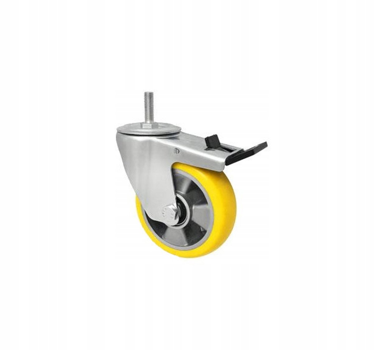 Aluminium-polyurethaan wiel met rem, Ø125mm, M12x35