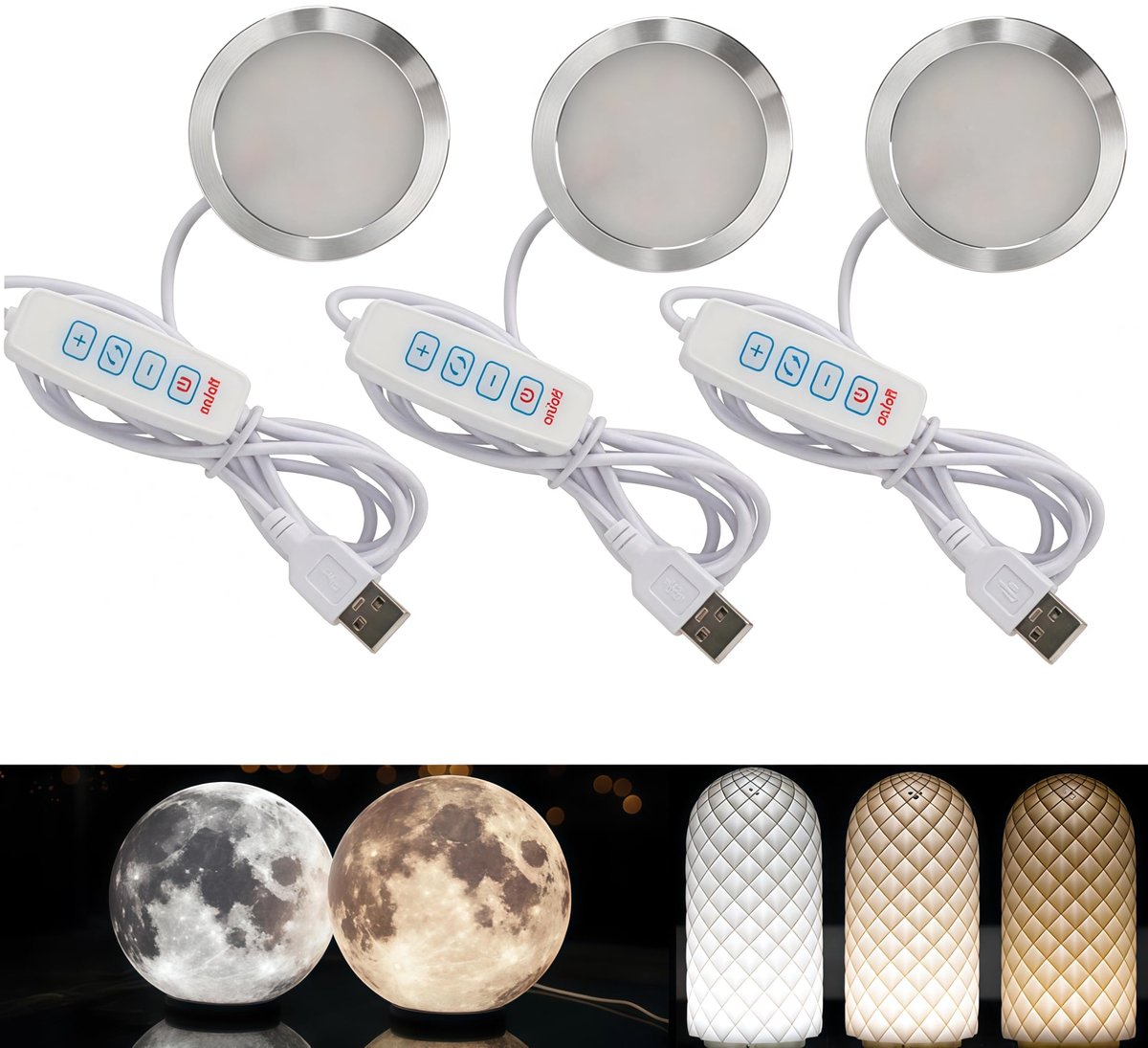 3 stuks 3D-printers, 3-kleuren ledlampenset, 3D-printeraccessoires voor Bambu Lab A1/A1mini/P1S/P1P/X1C, Baoblaze - ShopVlot