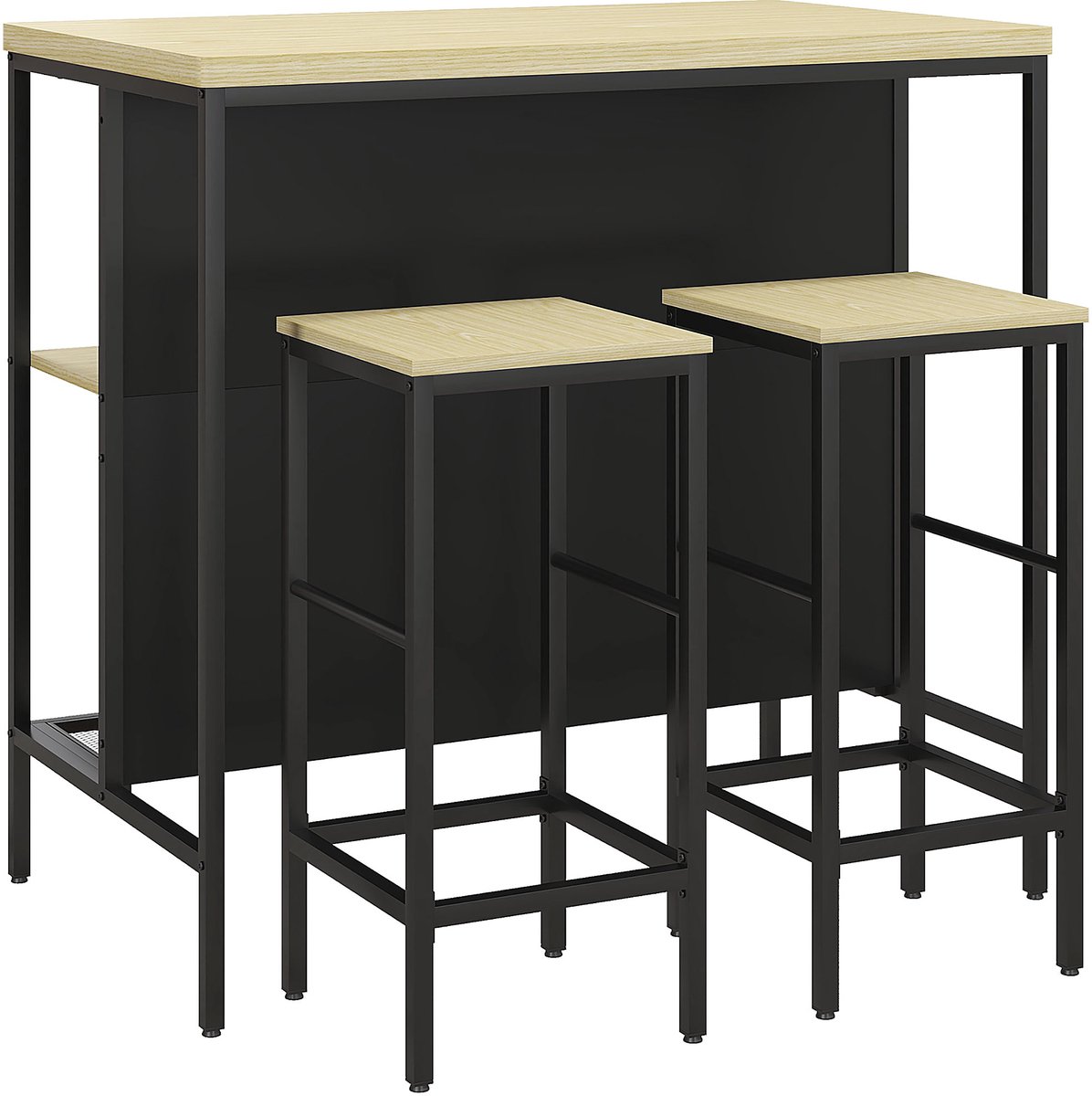 HOMCOM-Bartafelset-MDF-100x60x95cm-Natuurlijk hout