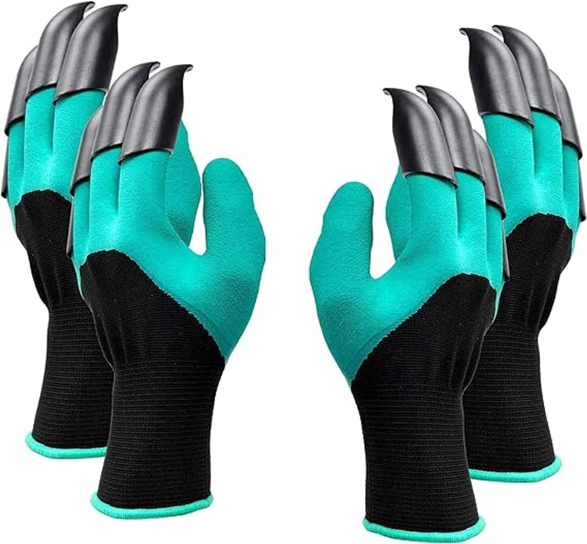 2 × Tuinhandschoenen met klauwen voor dames en heren, één maat voor beide handen, gemakkelijk graven en planten, veilig tuinwerk