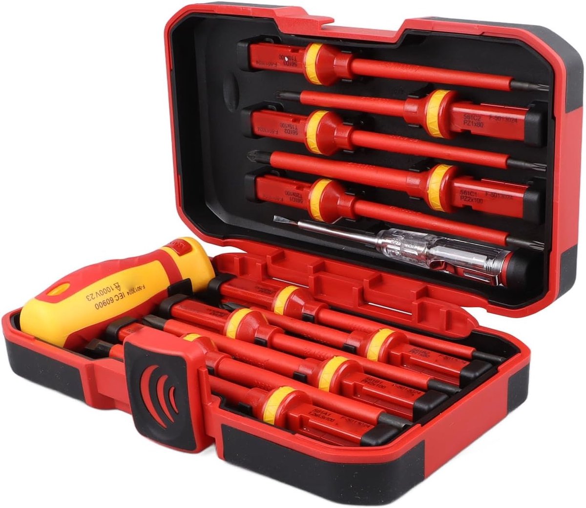 Professionele Isolatieschroevendraaierset 1000V - 13-delige Magnetische Phillips, Pozidriv en Torx Schroevendraaiers voor Elektriciens