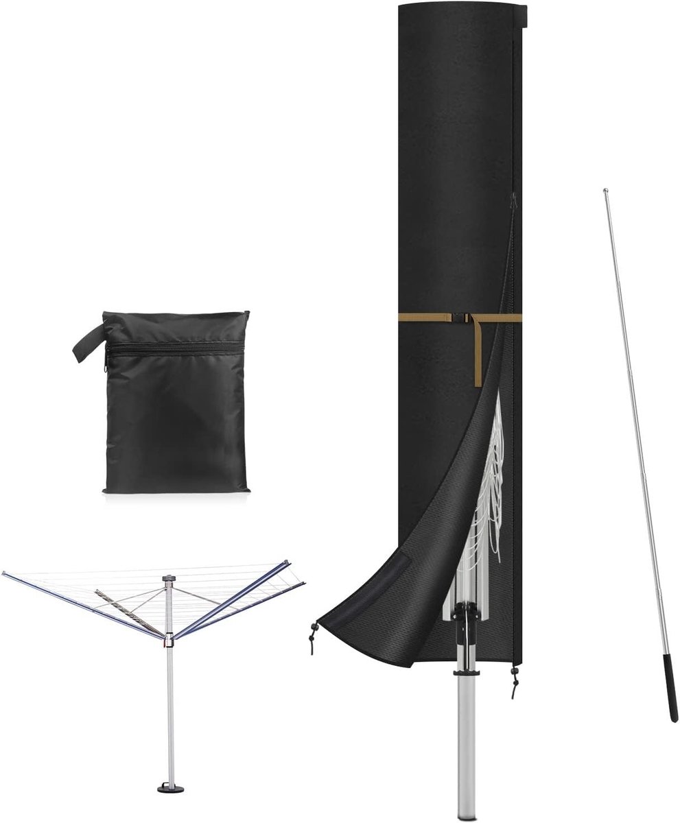 Beschermhoes voor Tuindroger met Rotatable Telescopische Stang, Waterdicht en UV-Bescherming, 170 x 32 cm