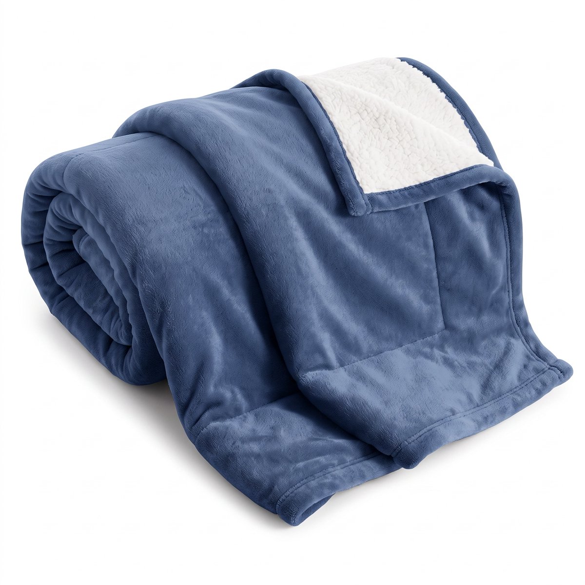 Cheqo® Sherpa Deken - Fleece Deken - Plaid - Woondeken - Bankdeken - Knuffeldeken - Sprei - Blauw - Dubbelzijdig - Extra Zacht en Warm - Pluizige Fleece Plaid voor Bank en Bed - voor Woonkamer - Winter - Tweepersoons - XXL Sofadeken