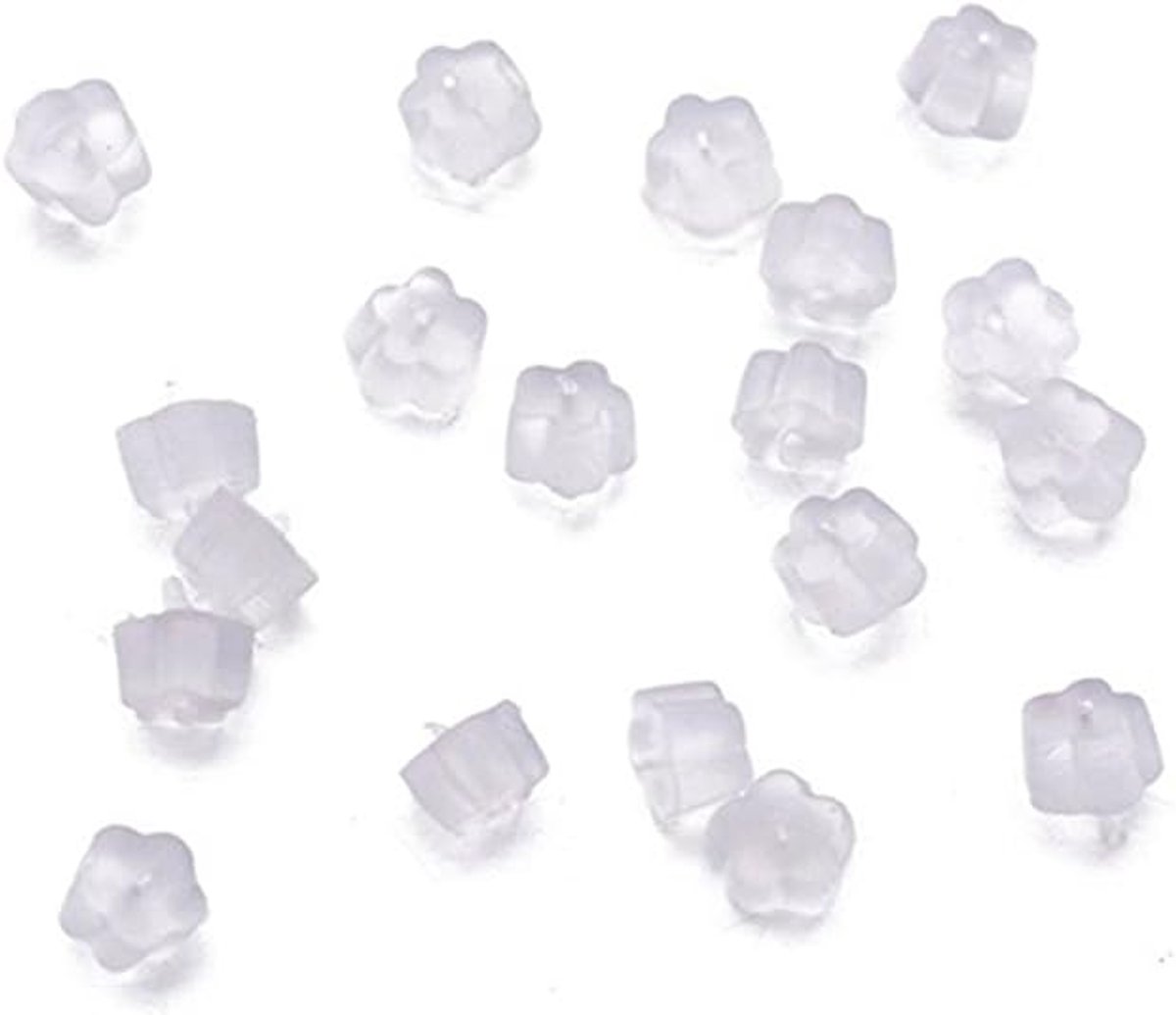 100 stuks‑oorplug‑bloemvormige oorstop‑DIY sieraden onderdeel‑oorstek stop‑oorbel accessoire‑transparant