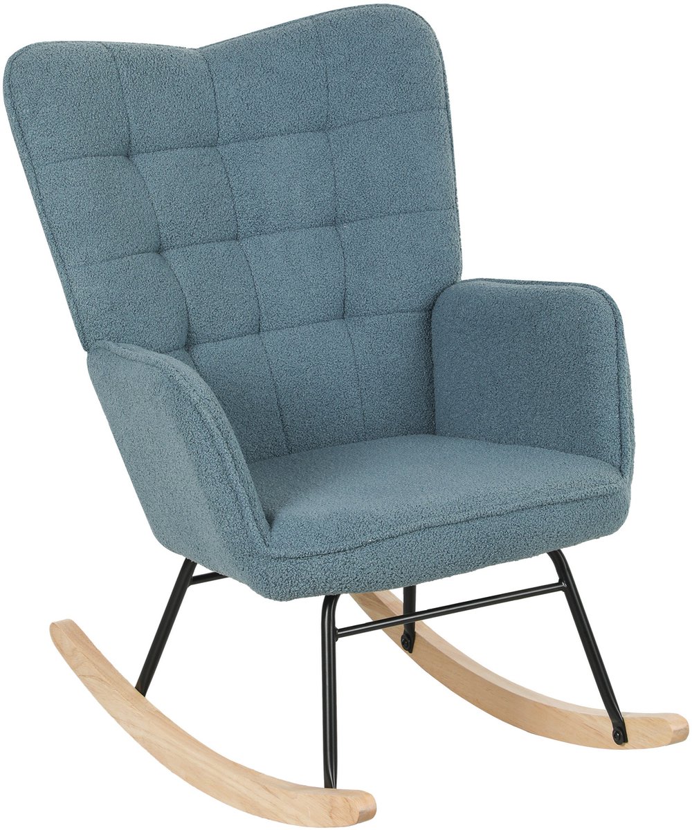 MODENUIT Schommelstoel Fauteuil 98 x 71 x 101 cm - Met Armleuningen - Voor Woonkamer - Stof - Lichtblauw