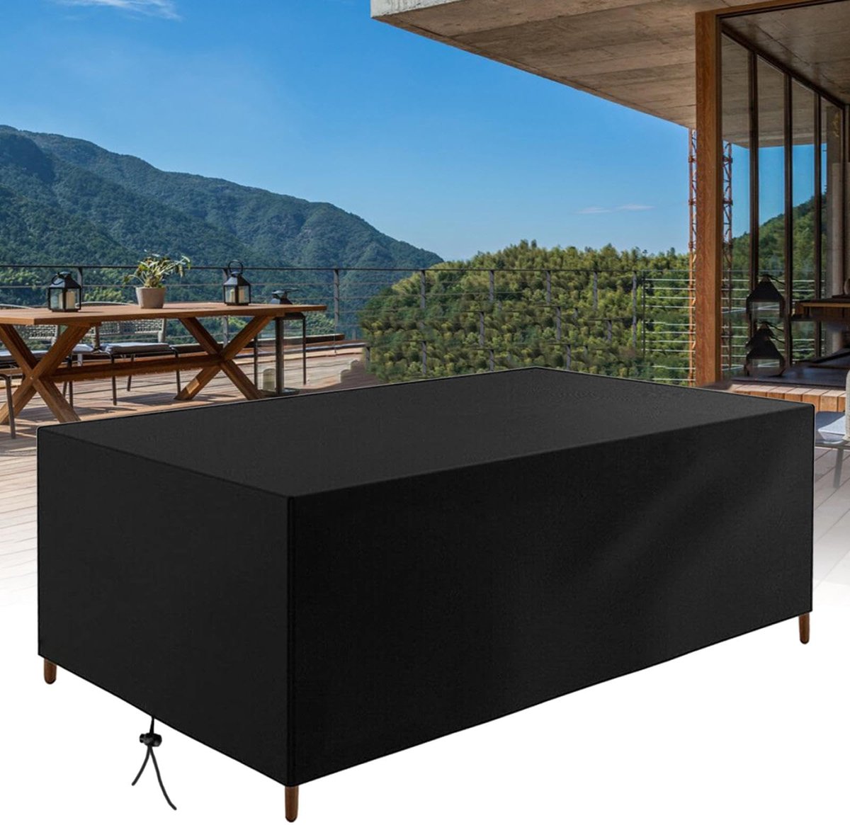 Famanu Waterdichte tuinmeubelhoes, geschikt voor rechthoekige/vierkante meubels, 240 x 85 x 70 cm, zwaar belastbare Oxford-stof, zwart
