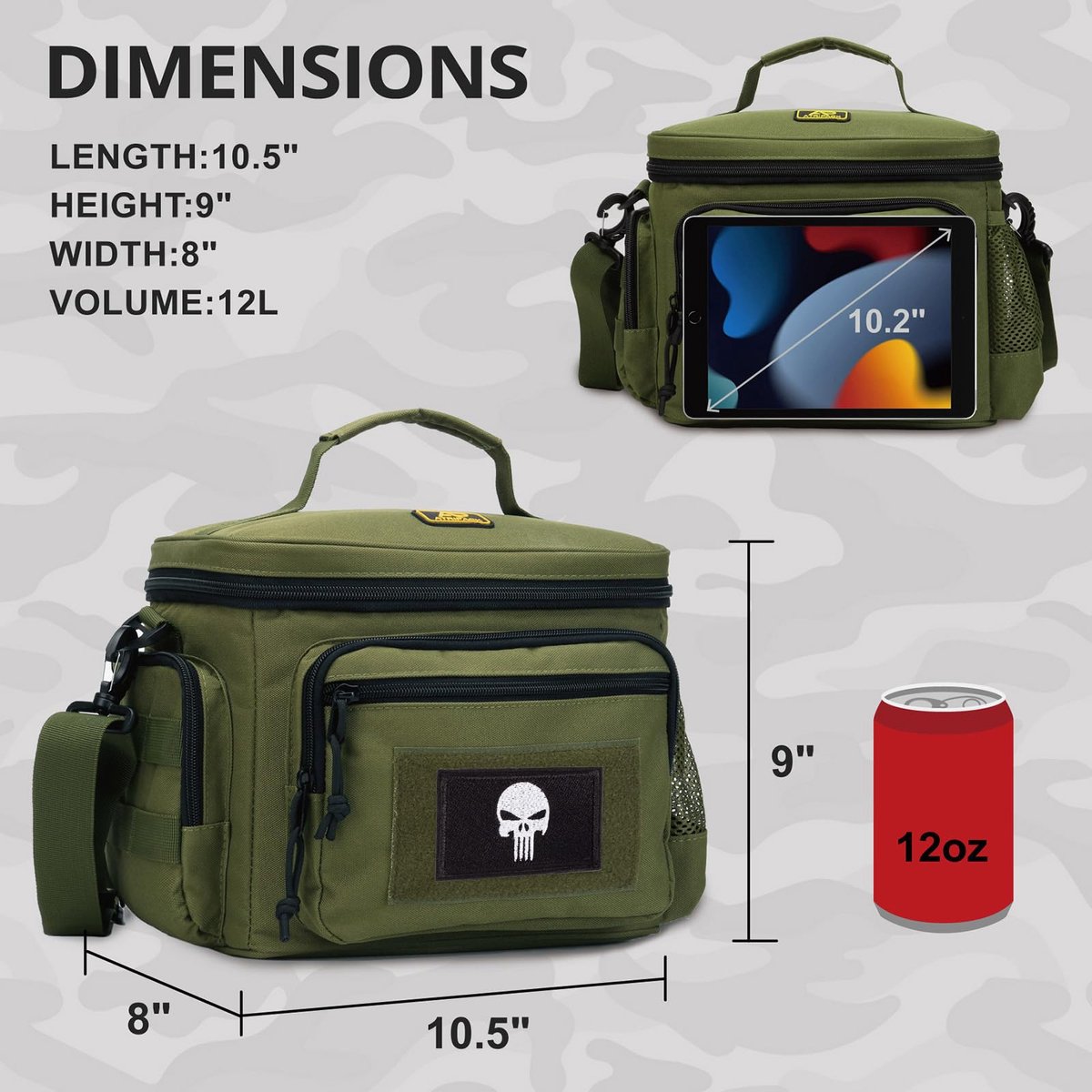 Lunchbox voor Mannen - Tactische Lunchtas met MOLLE-band, Lekdichte Geïsoleerde Koeltas voor Volwassenen, Inclusief - ShopVlot