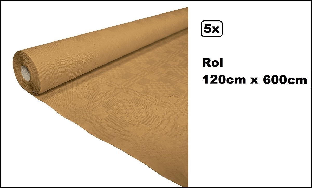5 stuks Tafelrol tafelkleed goud 120cm x 600cm papier - totaal 30 meter - Party diner food festival eten fun thema feest party