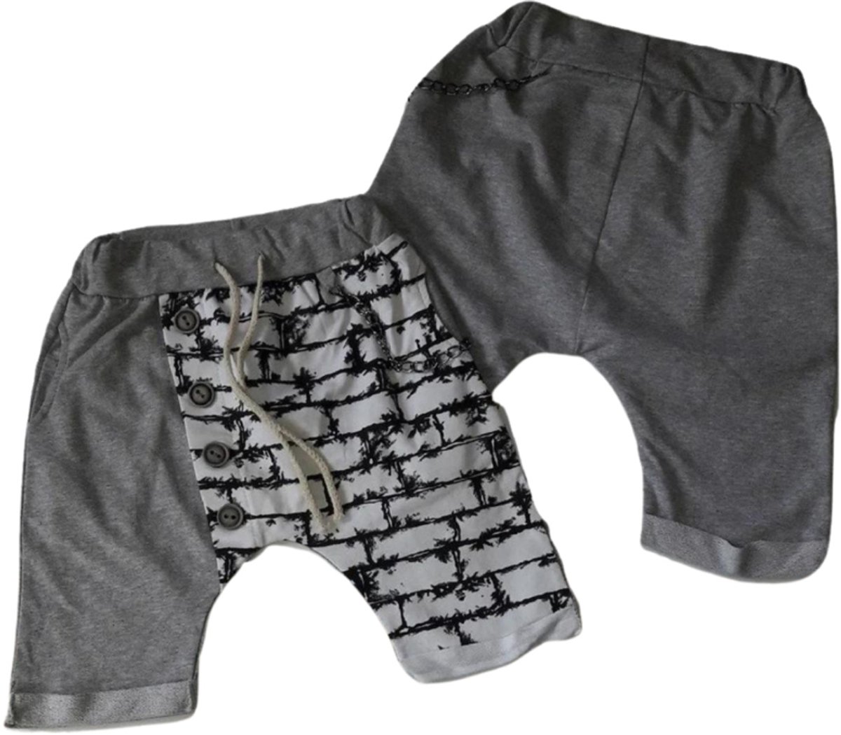 Jongens korte broek ketting grijs - Grijs - 98/104