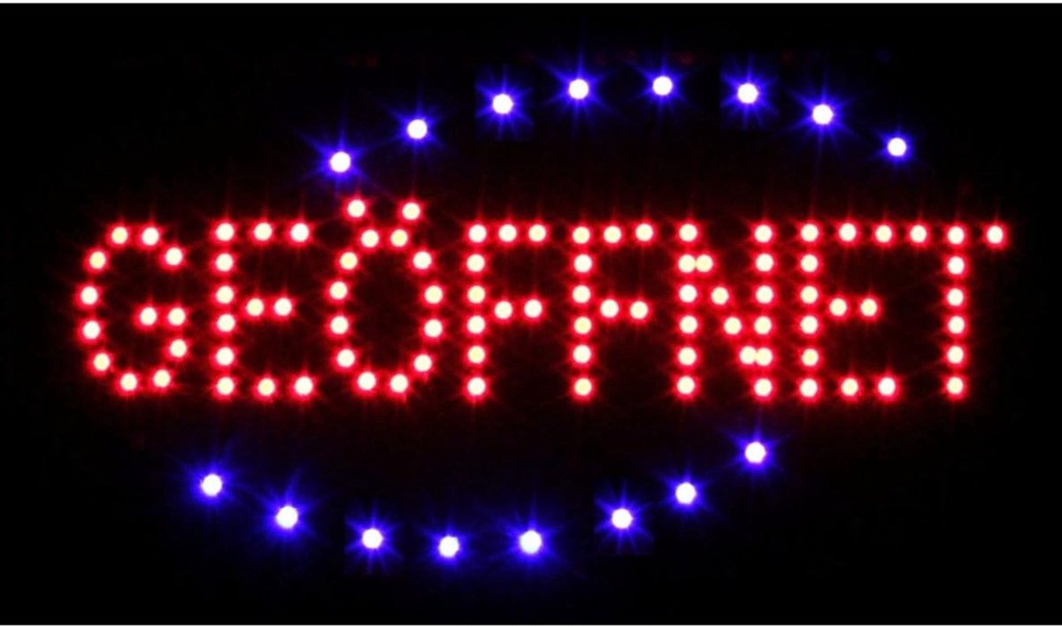 LED Bord - OPENEN - 48 x 25 cm - Zwart Lichtbord met Aan-/Uitschakelaar - Voor Binnengebruik