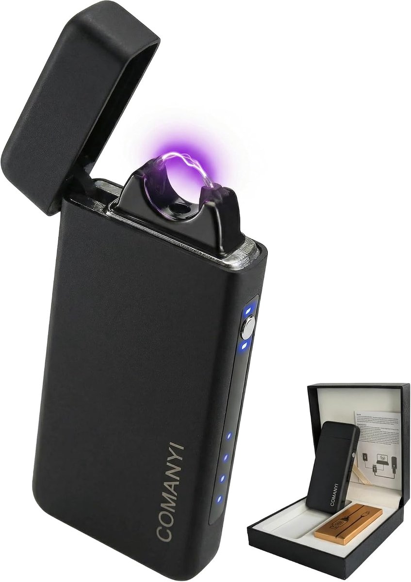 Elektrische aansteker - oplaadbare USB-zaklamp - plasma-aansteker - grote vlam - boogaansteker - winddicht - koele - krachtige kaarsenaansteker met geschenkdoos voor vakantie - verjaardag - cadeau voor